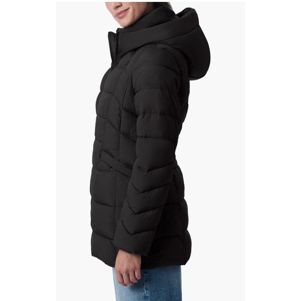BERNARDO Navy Hooded Puffer Jacket Coat with Bib Size Medium - Picture 5 of 8